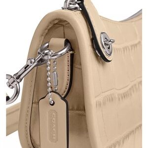 Coach Cream Quilted Shoulder Bag with Silver Hardware